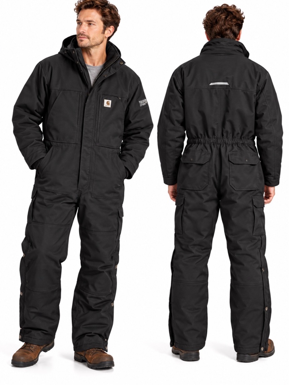 Carhartt Yukon Extremes Black Insulated Coveralls Loose Fit L Tall Workwear